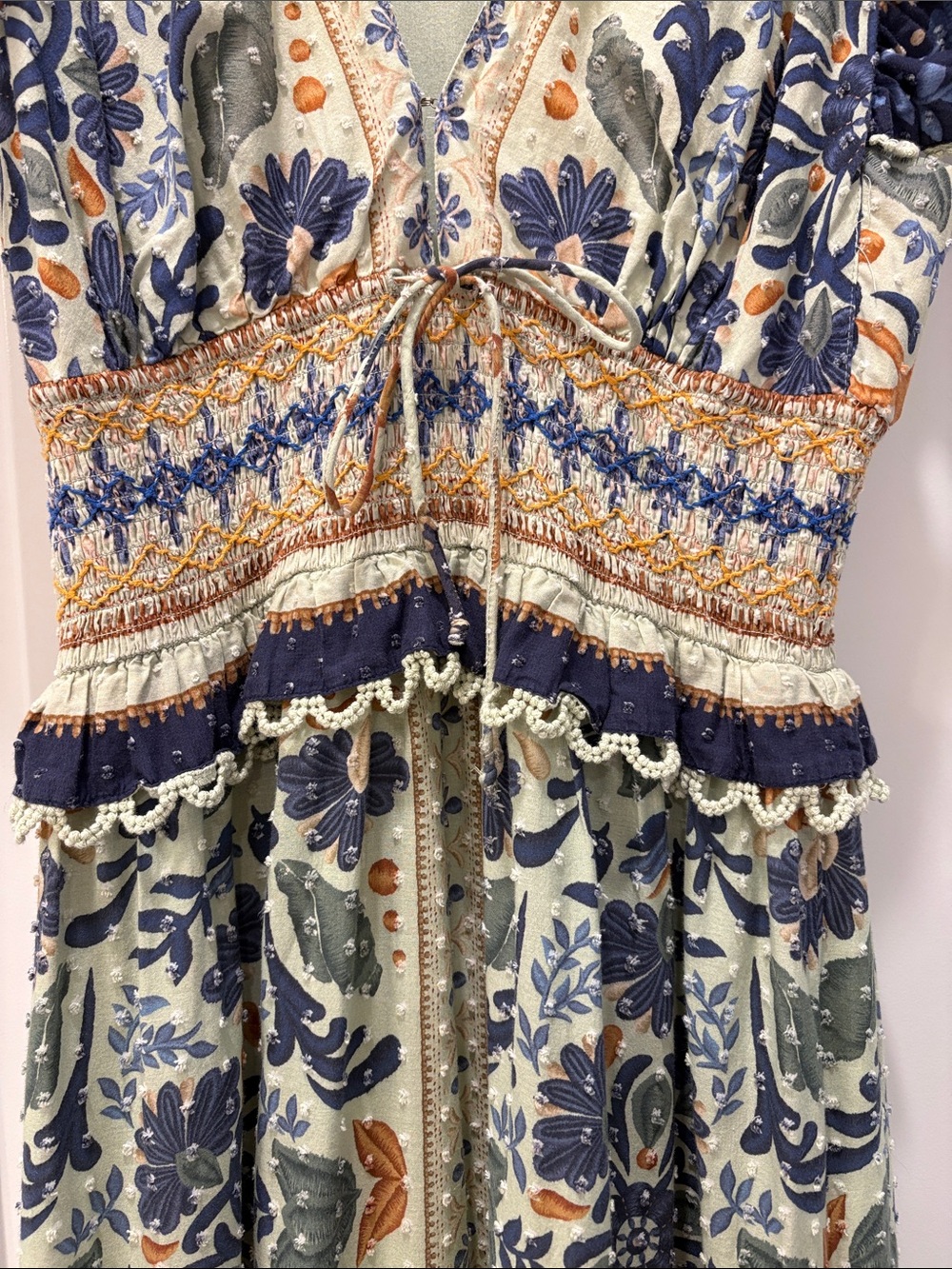 Farm Rio Ocean Tapestry Maxi Dress | Size M | Green Floral | Cotton - Picture 10 of 16